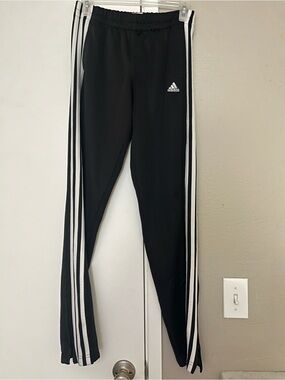 Adidas Black Track Pants with White Triple Stripes Size Small